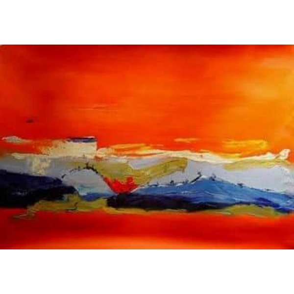 Peinture abstraite orange et bleu Absa0039 1340373609