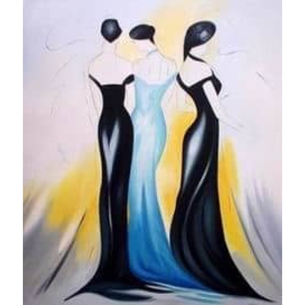 Peinture femme en robe de soiree bleue • Peintures sur toile