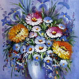 Toile bouquet de fleurs mauve