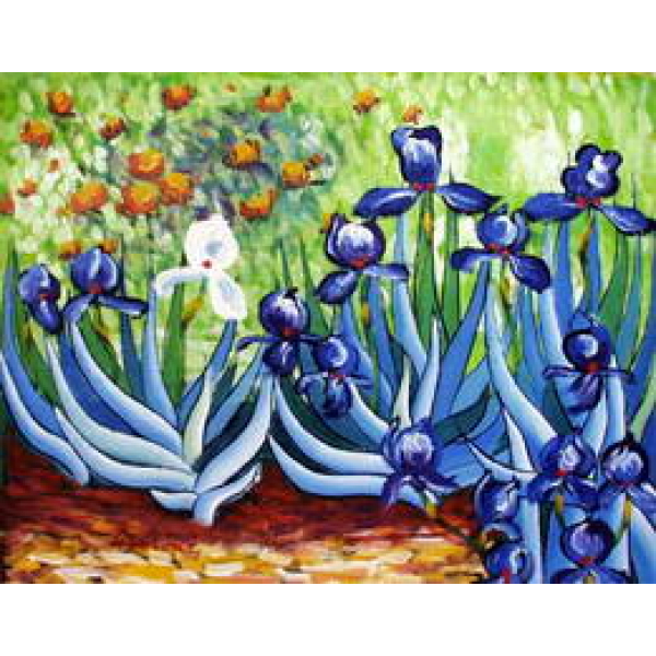 Peinture fleur bleue sur toile CE025 1371644371