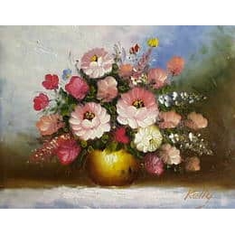 Peinture fleurs rose pâle