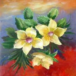 Peinture contemporaine fleurs jaunes