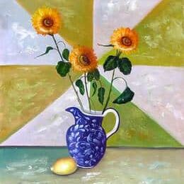 Peinture bouquet de marguerites dans un vase