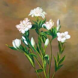 Toile fleurs blanches