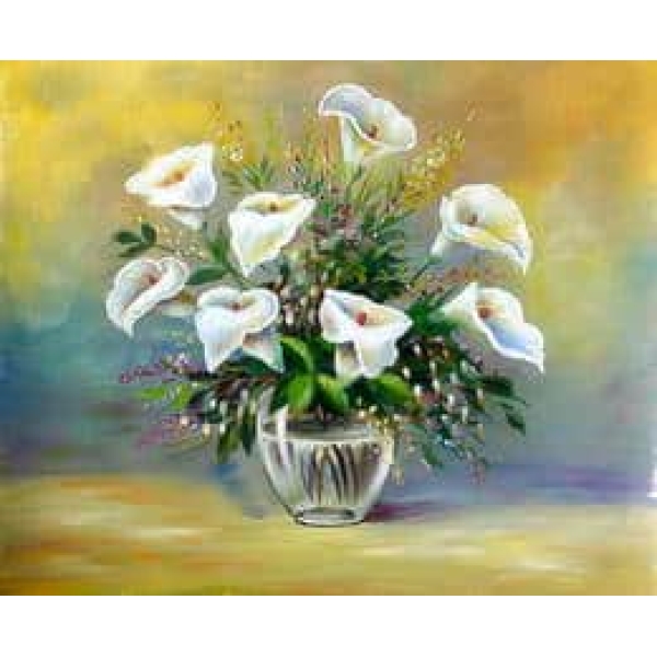 Tableau fleurs blanches lys CE093 1371644619