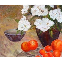 Tableau fleurs blanches dans un pot