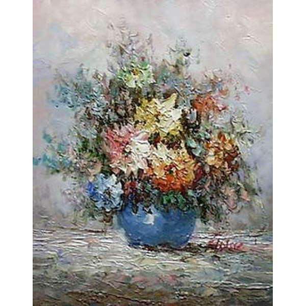 Bouquet de fleurs dans un vase bleu CE152 1371642426