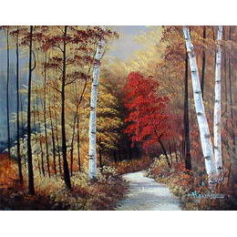 Peinture forêt automne