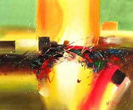 Peinture abstraite vert jaune noir Peinture abstraite vert jaune noir