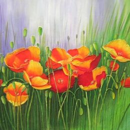 Tableau peinture fleurs coquelicots