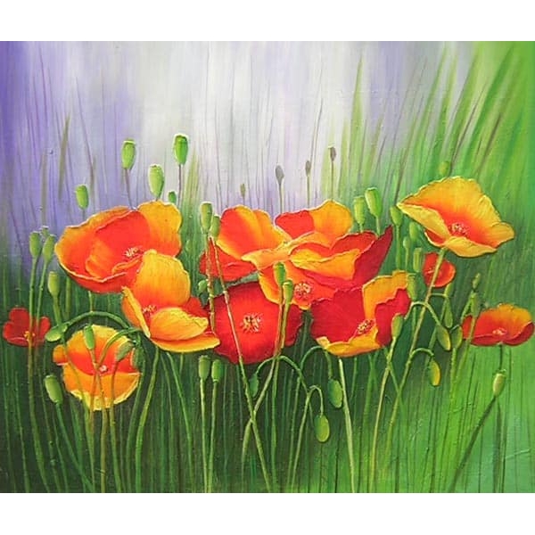 Tableau peinture fleurs coquelicots HS0123 1341390110