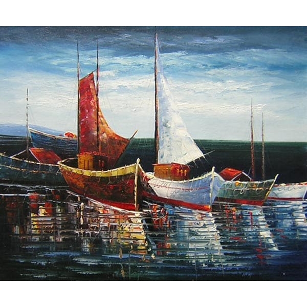 Peinture paysage bateau voilier HS0217 1354116440
