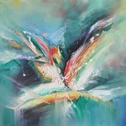 Peinture abstraite vert de gris