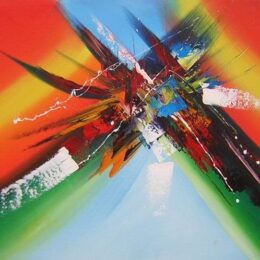 Peinture abstraite arc en ciel