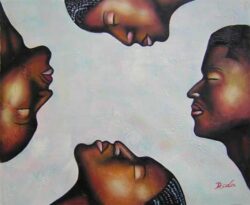 Peinture moderne ronde de visages africains HS0649 1340008264