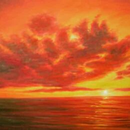 Peinture coucher soleil marin