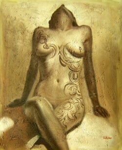 Peinture nu femme tatouée HS1067 1340625332