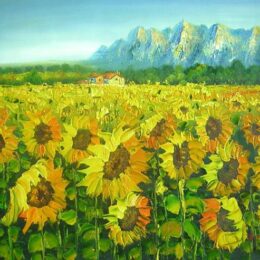 Peinture champs de tournesols