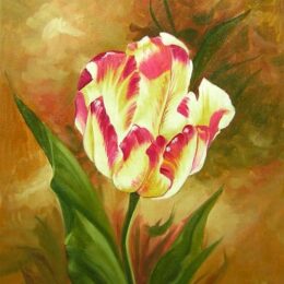 Tableau peinture oeillet beige rose
