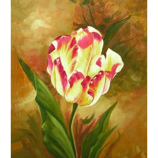 Tableau peinture oeillet beige rose HS1244 1340185906