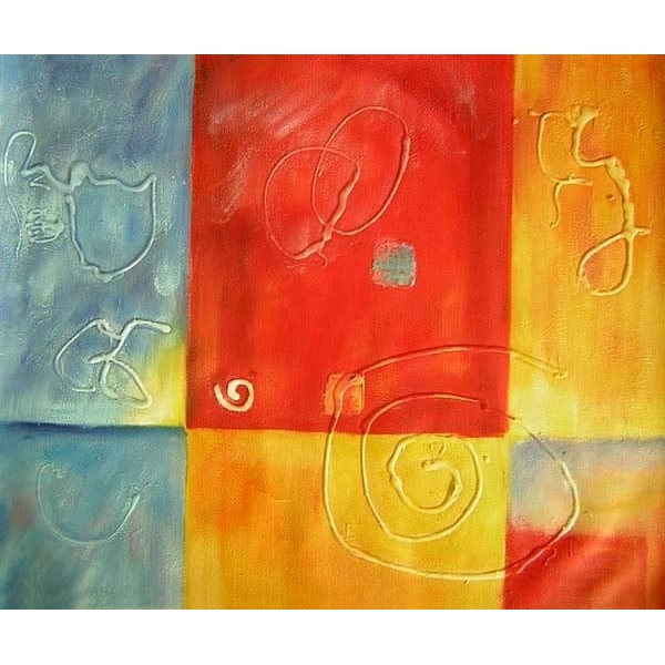 Peinture abstraite bleu orange rouge HS1347 1340371001