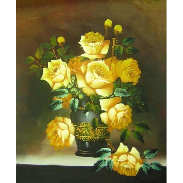 Peinture réaliste roses jaunes HS1352 1341302920