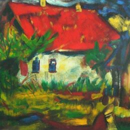 Peinture d'une maison en campagne