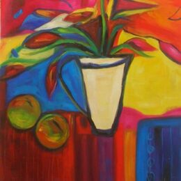 Peinture nature morte tulipes rouges