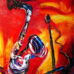 Tableau abstrait aux couleurs vives