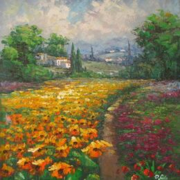 Tableau champs de tournesols