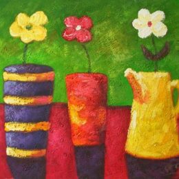 Peinture moderne fleurs dans leur vase