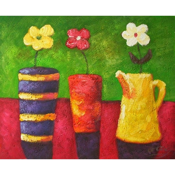 Peinture moderne fleurs dans leur vase HS2939 1341390703