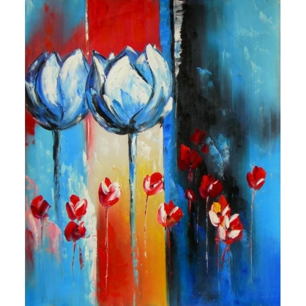 Peinture abstraite fleur bleue HS3070 1340091997
