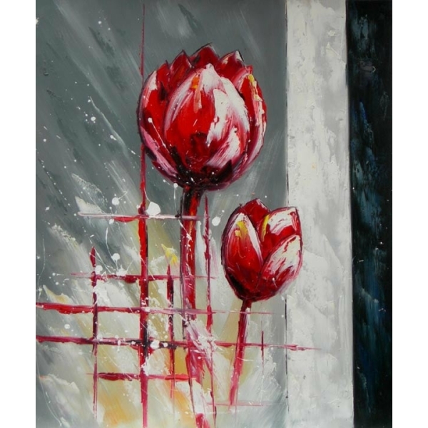 Peinture abstraite de tulipes rouges HS3071 1340092059