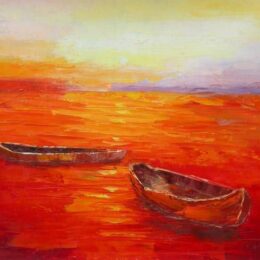 Peinture coucher de soleil marin