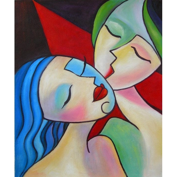 Peinture figurative baiser de femmes HS3156 1340109505