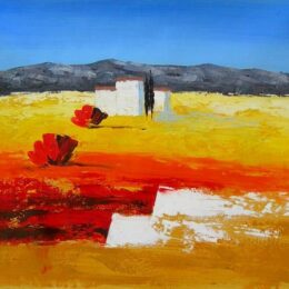 Peinture paysage provence en été