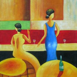 Peinture contemporaine femmes dans un bar