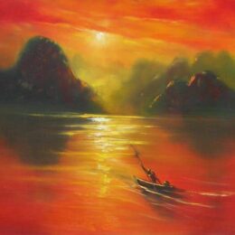 Peinture coucher de soleil orange