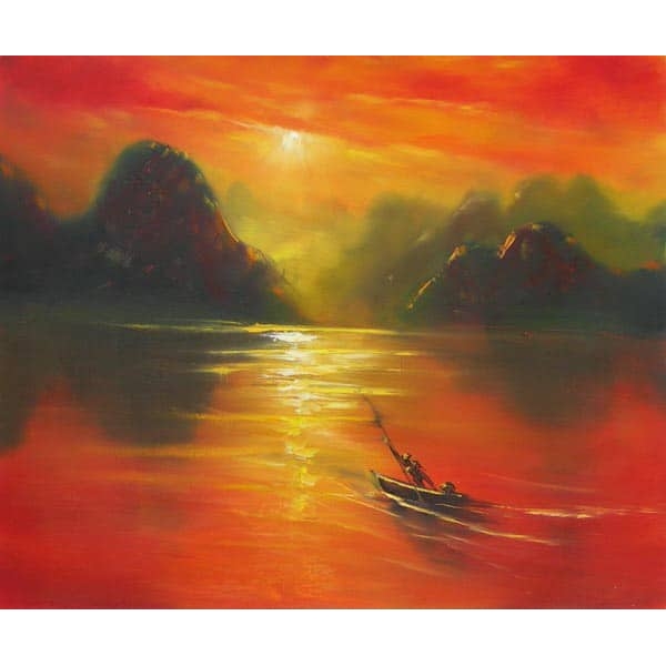 Peinture coucher de soleil orange HS3318 1340266246