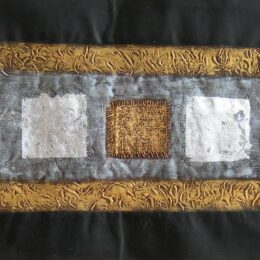 Peinture abstrait marron or argent