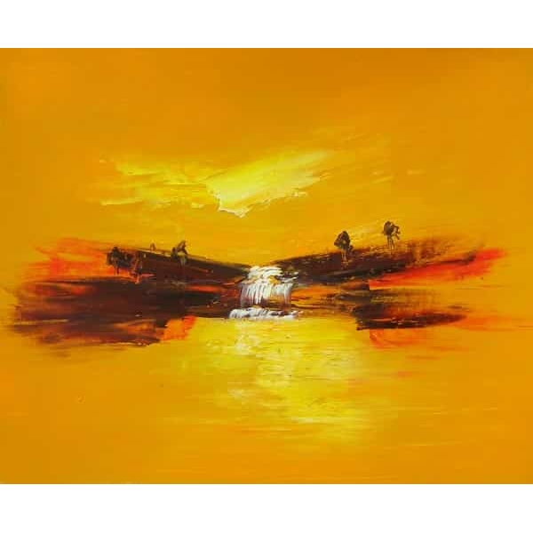 Tableau Sur Toile Picasso Style Tribal Africain - 60x80 Cm Avec Cadre, Décoration Murale Abstraite Jaune/marron
