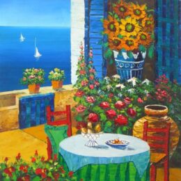 Peinture table térrasse mediterranée