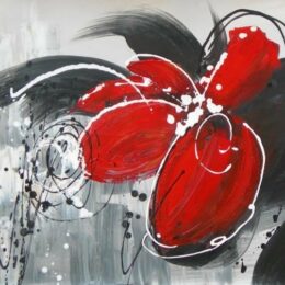 Tableau peinture fleur rouge