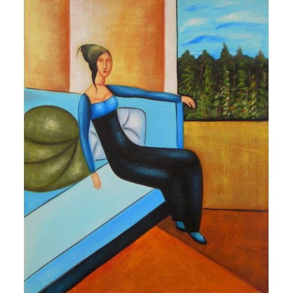 Peinture moderne femme sur un sofa HS3606 1340378180