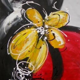 Peinture abstraite fleur jaune