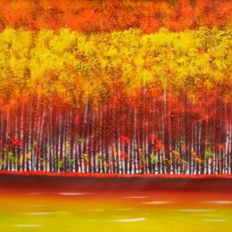 Peinture forêt automne