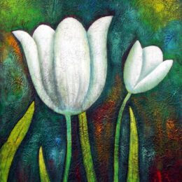 Peinture tulipes blanches