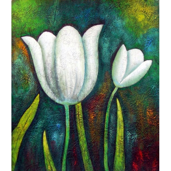 Peinture tulipes blanches HS3758 1340619764