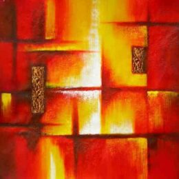 Peinture toile abstraite orange rouge